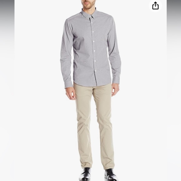 Theory Micro Check Print Zack PS Keyport Shirt In Gray Size L $225 - Picture 2 of 10